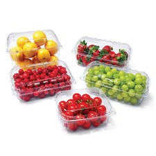 Clear Plastic Hinged Fruit Punnets, Reusable Fresh Fruit & Vegetable Containers