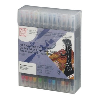 Kuretake Zig Art & Graphic Twin Markers 48 Colors Water-based Ink