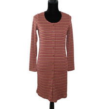 Cotton On BodyCon Dress Med (8/10) Button Front Stripe Rust Coffee Tan NEW Y2K