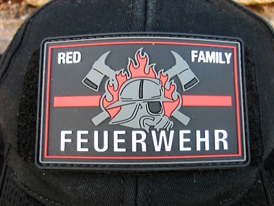 Klettpatch Rubberpatch ca. 8x5cm thin red line, red family Deutschland Feuerwehr