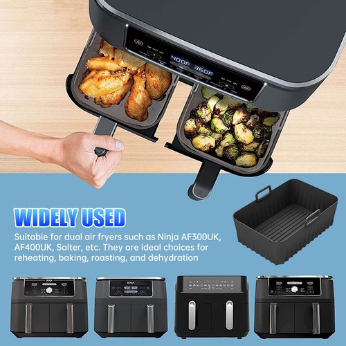 Forros cuadrados para cesta de freidora de aire de silicona - 2 piezas ollas de silicona reutilizables para freidora de aire - Imagen 8 de 9