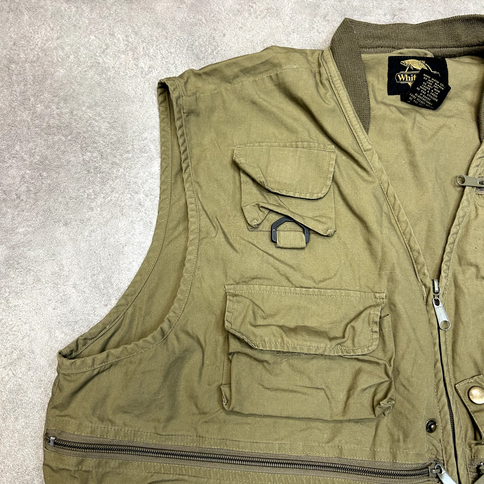 White River Utility Gilet Mens XL Vintage Full Zip Sleeveless Fishing Vest Green image 7