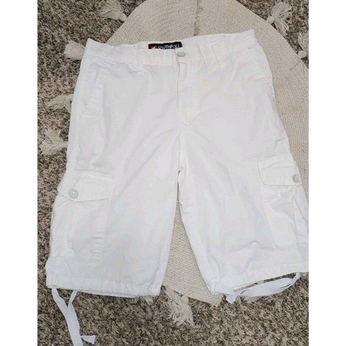 NWO Southpole Cargo Shorts Men 32 Baggy WHITE Y2K Rip Stop Skater Hip Hop Belted - 第 1/4 張圖片