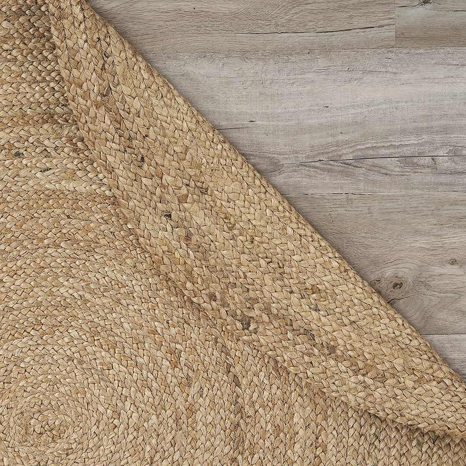 Round Rug Jute Reversible 100% Natural Braided Home Decor Rustic Look Rug - Image 3 of 4