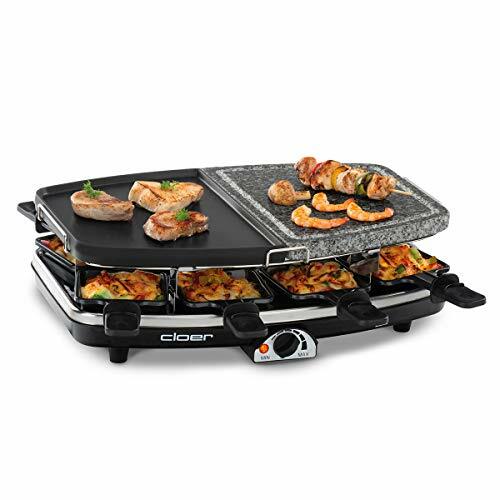 Appareil à raclette et plancha 1200W noir avec thermostat réglable