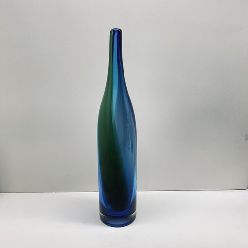 Hand Blown Art Glass Bottle Vase Blue Green Stretch Floris Meydam Style - Picture 4 of 8
