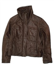 Geox Respira Womens Leather Jacket Uk 16 Large Brown Leather Ae05