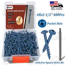 400pcs Combo Drive Washer Head #8 x 2-1/2" Pocket Hole Type 17 Coarse Wood Screw