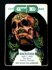 Grateful Dead Backstage Pass Omni Atlanta Georgia GA 4/1/90 4/1/1990 Spring 1990