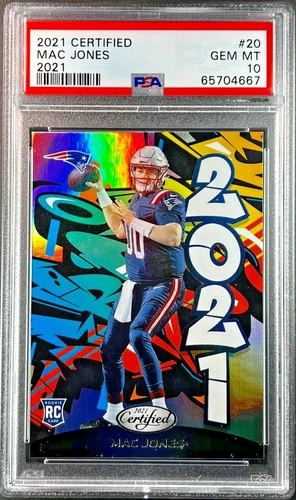 2021 Panini Certified Mac Jones #20 Graffiti Rookie RC PSA 10 Gem Mint PATRIOTS 