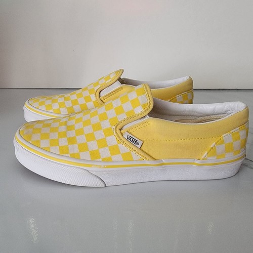 Vans Classic Slip On Yellow/White Checkered Skate Shoe 7 Kids/8.5 Women's *GUC* - Picture 3 of 15