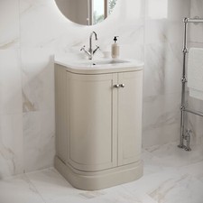 600mm Traditional Beige Curved 2 Doors Freestanding Vanity Unit with Basin