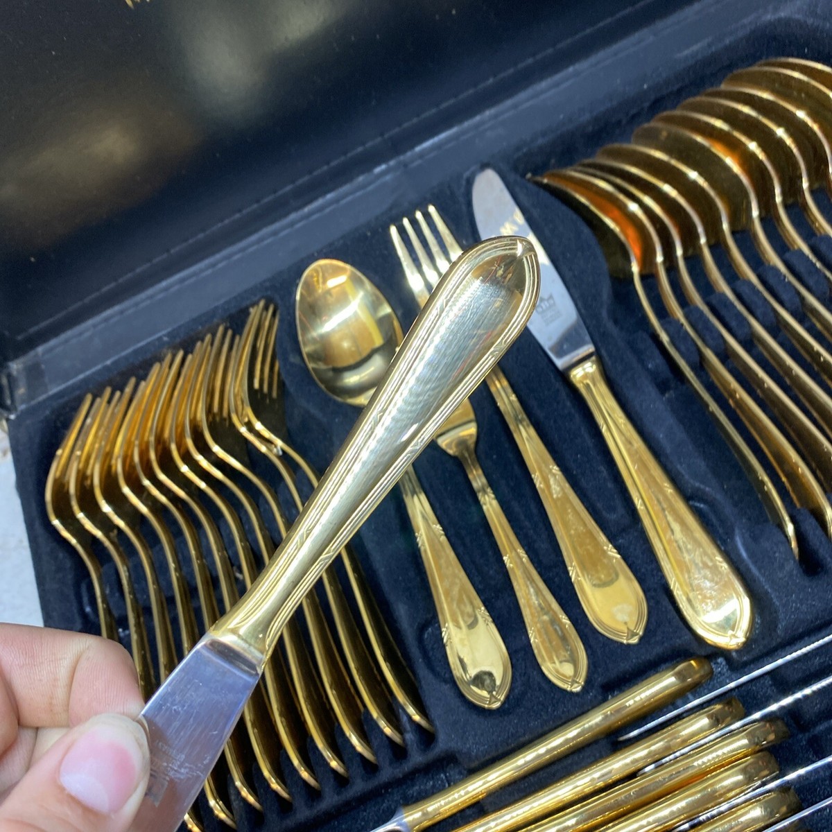 Vintage Bestecke Solingen 70 Piece Gold Plated 23/24K / 18/10