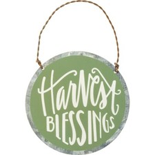 NEW Tin/Metal Ornament/Sign "Harvest Blessings" Primitive/Plaque