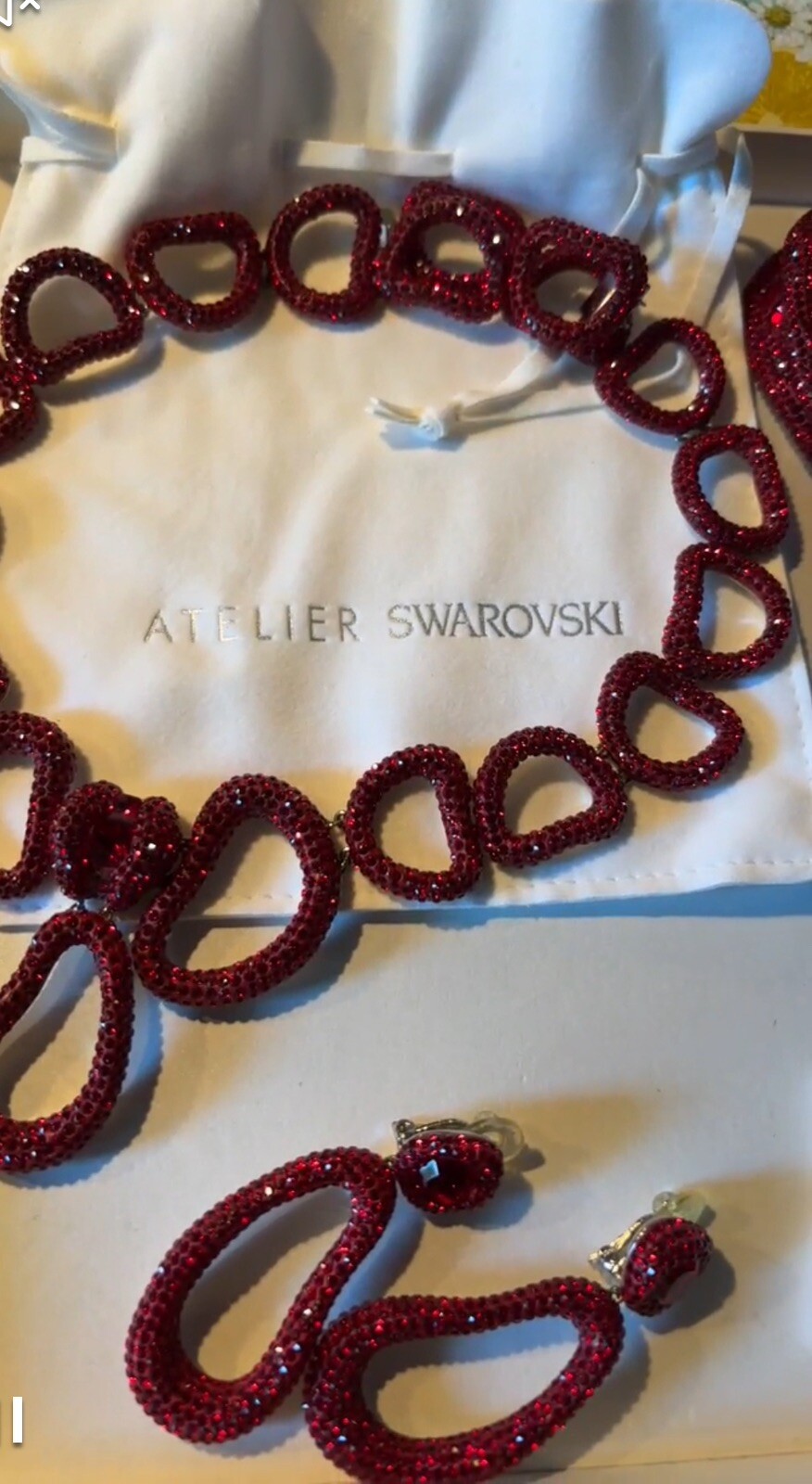 Authentic Swarovski Atelier Red Statement Necklac… - image 4