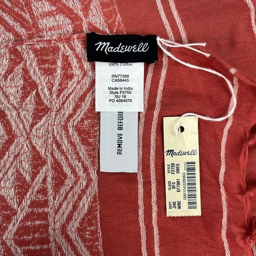 Madewell Wrap Shawl Scarf One Size (26"x76") Geometric Aztec Cotton Tassels NEW - Picture 4 of 7
