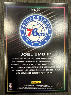 2023-24 Recon Basketball Joel Embiid #99 Base | eBay