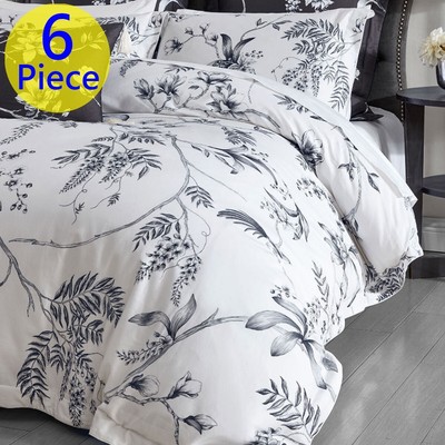 Grace By Linen House Ellison SUPER KING Bed 6 Piece Quilt Cover Set. Orchids