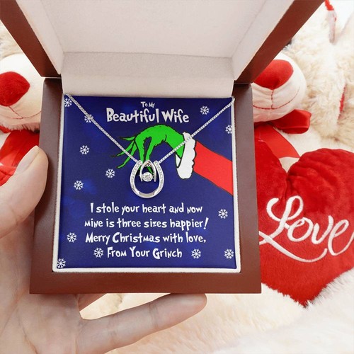 To My Wife, 🎁 Christmas Gift For Wife, Christmas CZ Pendant Wishbone Necklace! - Picture 26 of 28