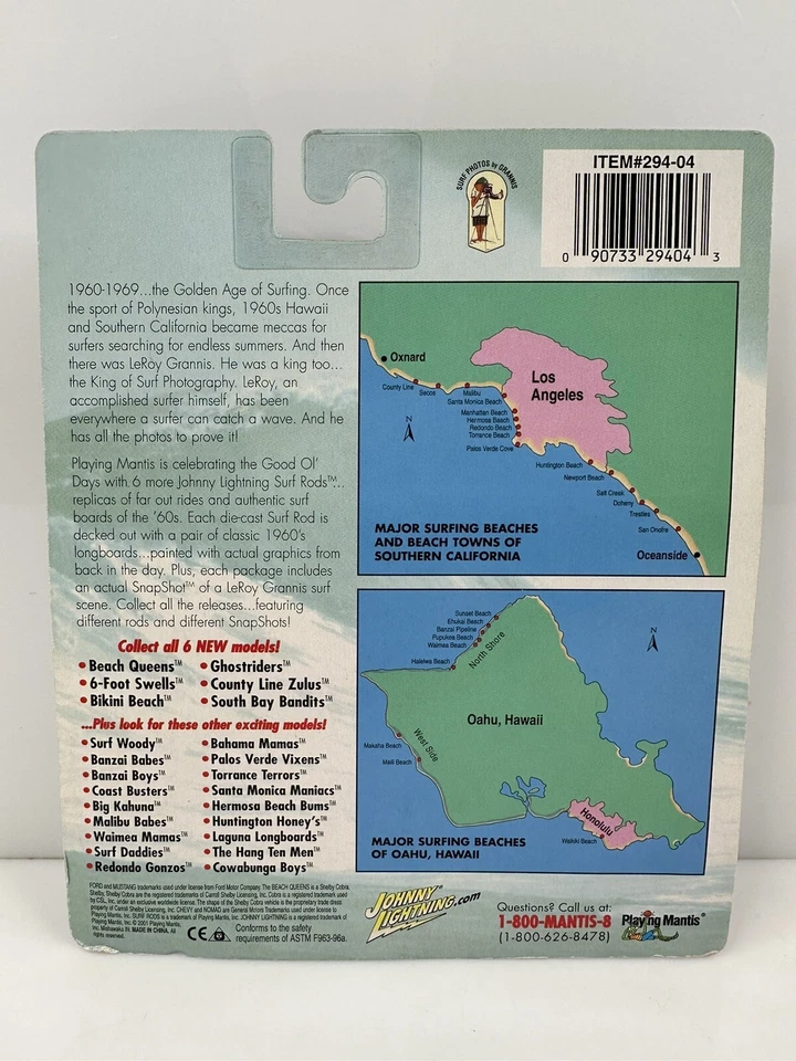 Rare Johnny Lightning Surf Rods Ford Mustang White Lightning Chase Pink - Image 2 of 3