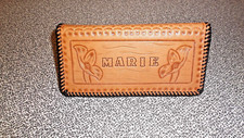 Hand tooled Leather check holder wallet Country Western "Marie" 3 1/2  x 7  