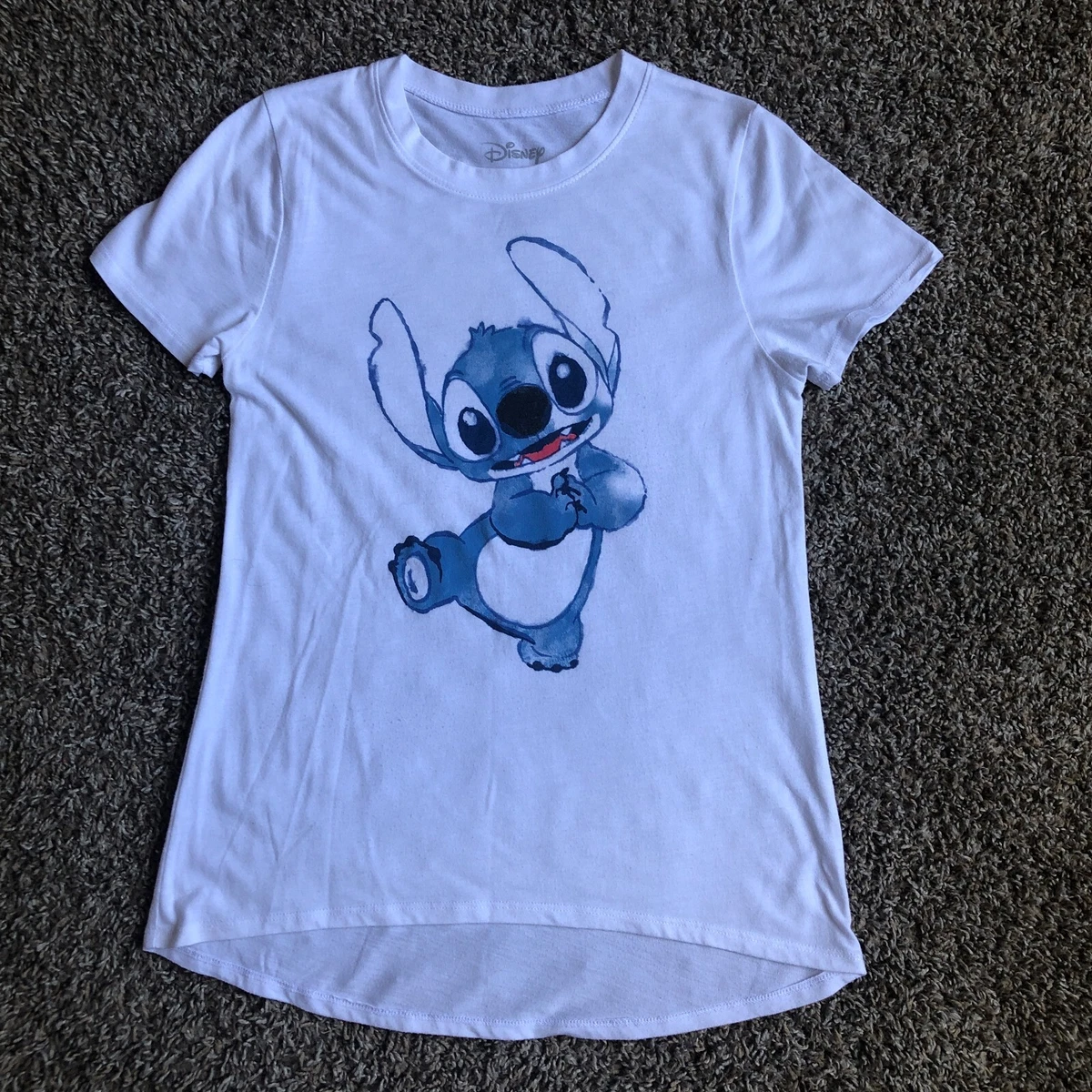 Disney Lilo Stitch Shirt Womens Medium White Blue Graphic Tee