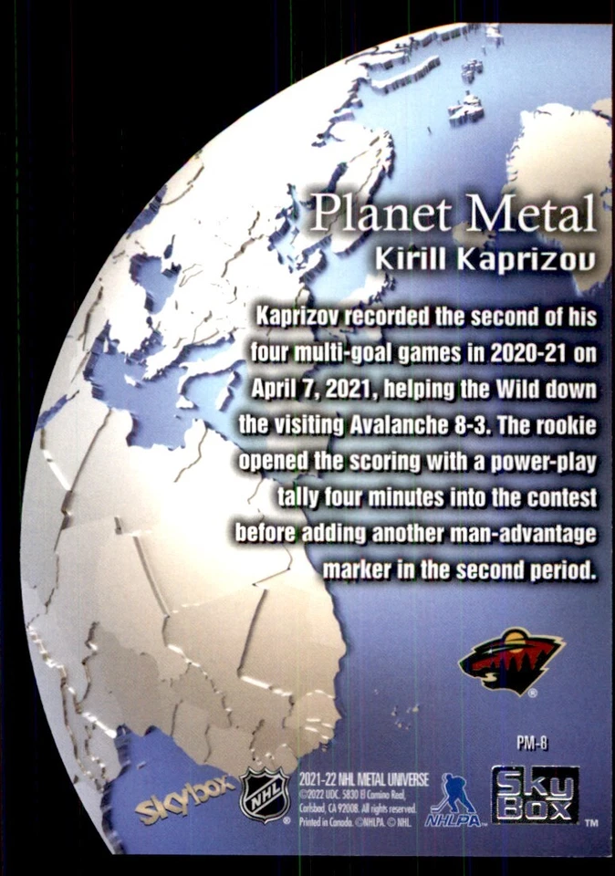 2021-22 Skybox Metal Universe Planet Metal Kirill Kaprizov #PM8 - Image 2 of 2