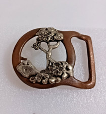 Solid Brass Countryside Tree Art The Masterworks Vintage Belt Buckle 70's