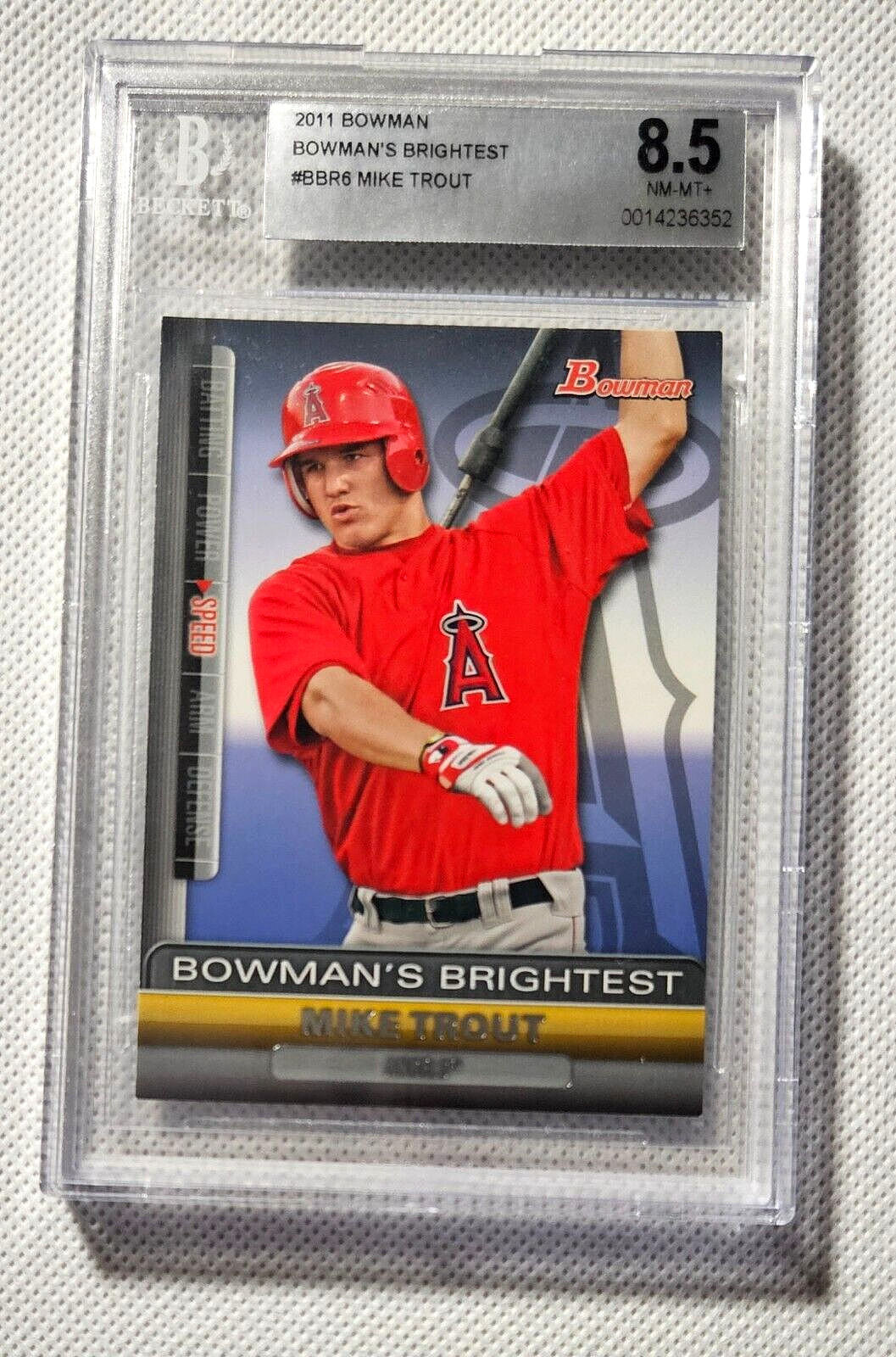Mike Trout 2011 Bowman ( Bowman`s Brightest) #BBR6 graded NM-MT+ 8.5 by Beckett