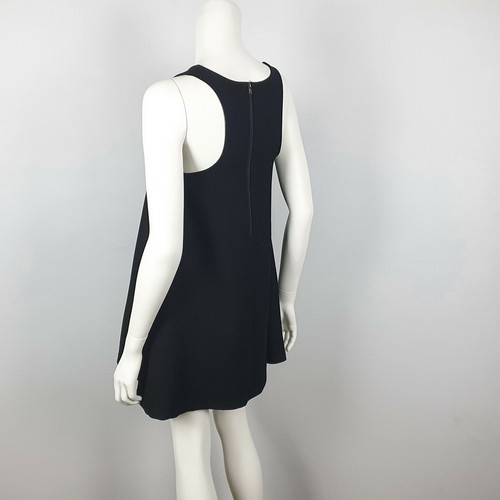 Mika & Gala Size 8 Short Black A Line Dress Structured Pockets Scoop Neckline - Picture 4 of 11