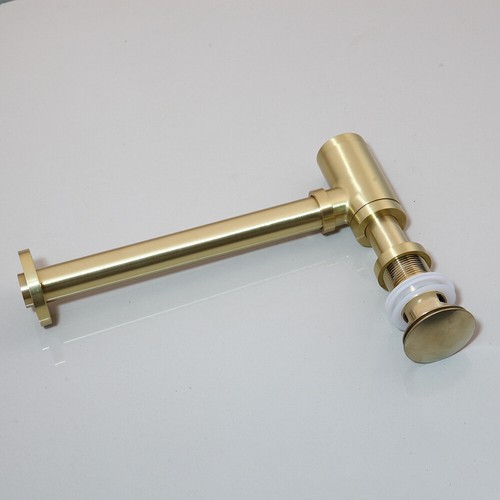 Brushed Gold Waste P-Traps Pop Up WOverflow Bathroom Basin Sink Tap Bottle Drain - Picture 10 of 28
