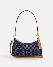 Coach Teri Mini Crossbody Bag In Signature Denim Gold/Natural CY735 NWT
