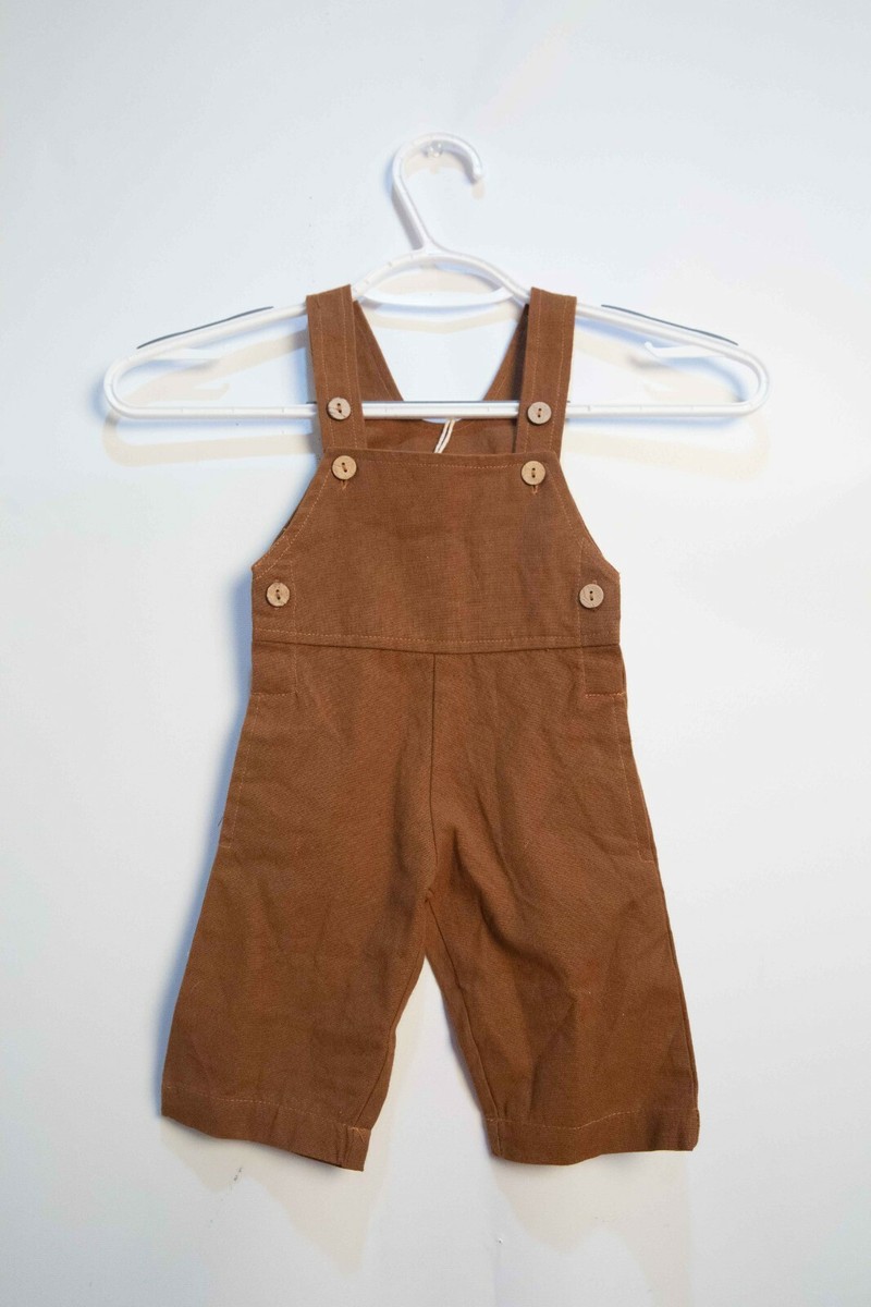 Ring Bearer Brown Linen/Cotton Lightweight Overalls Little