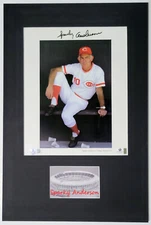 SPARKY ANDERSON Signed Rare Photo Matted Display w/ Custom Nameplate Reds BAS GA