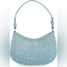 Simon Miller Blue Denim Crystal Mini Sasi Shoulder Bag $375