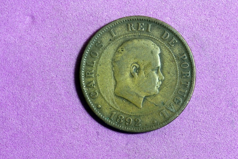 1892 - Portugal 10 Reis Carlos I Coin!!  #J28722