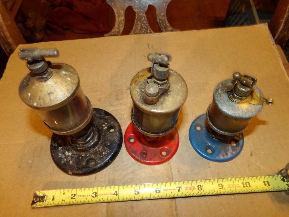 3 Antique/Vintage Hit & Miss Engine, Machinery Brass Oilers W/Bases eBay