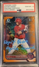 Edgar Quero Signed 2022 Bowman Orange /25 Psa 10 Auto Full Name La Muralla
