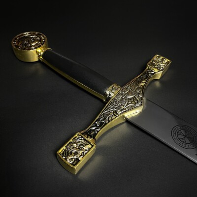 45'' King Arthur Excalibur Sword Replica Medieval Sword with Display Plaque
