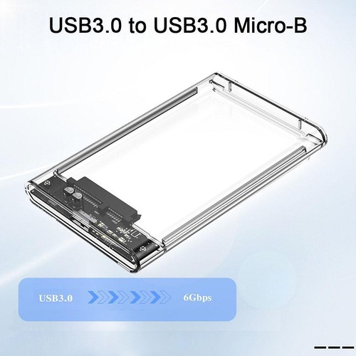 2.5" SATA USB 3.0 Clear Hard Drive Disk HDD SSD EnclosureExternal Case US L0C0 - Photo 5/11