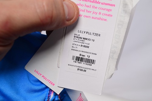 NWT Lilly Pulitzer Lorenda One Piece Swimsuit Blue Bahamian Rhapsody Sz 12 - Picture 7 of 7