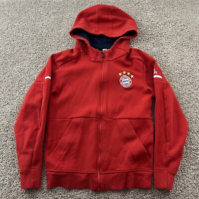 FC Bayern Munchen Sweater Mens Small Red Soccer Adidas Full Zip