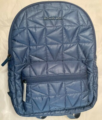 NWB Michael Kors Winnie Medium Quilted Nylon Blue Backpack 35T0UW4B2C Dust Bag