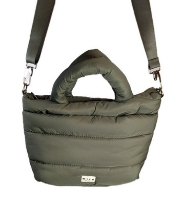 Wilo The Label Puffer Crossbody Bag Green Detachable Strap Plush