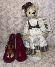 “ Viola “ Mohair Teddy Bear Jointed W/case & Viola Made By Artist Martha Burch