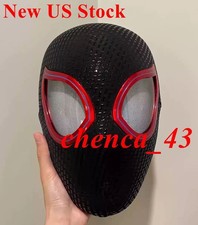 US  Miles Morales Spider Man Mask Moving Eyes Remote Ring Control Cosplay Prop