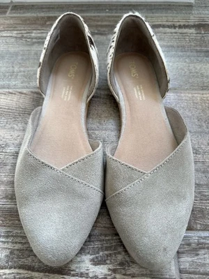 TOMS Julie D'Orsay Flats in Taupe Suede and Cow Hair 8.5 - Image 1 of 4