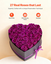 VEVOR Forever Flowers, 27 Preserved Roses in Heart Shape Box, Eternal Flowers Im