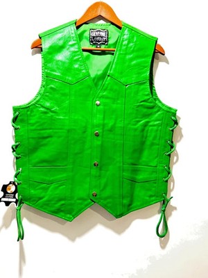 Men's Club Style Leather Motorcycle Vest   6 Colors   XS to 5XL