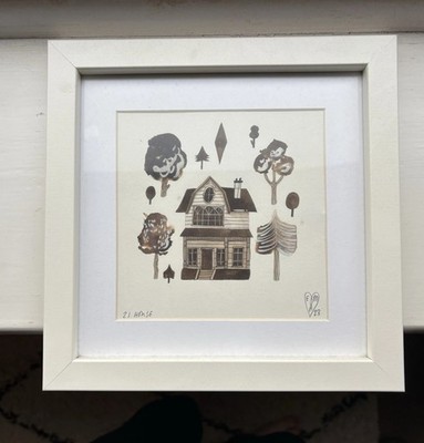 Original Tuschehaus Lazy Abigail Illustration Oaf im weißen Rahmen Ahern Kunstwerk